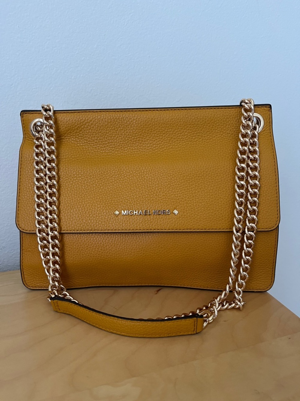 NWT Michael Kors Kathy Medium Shoulder Flap Leather Bag - Marigold Mustard